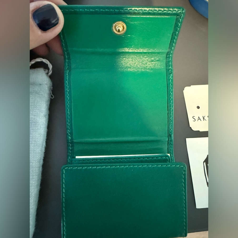 Judith Leiber Vintage Green Leather Card Holder - Picture 3 of 4